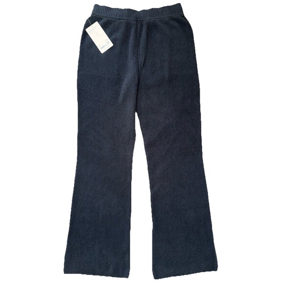 Athleta Rib Knit Cozy Lounge Pant Black Cotton Cashmere Blend Wide Leg M NWT - Picture 4 of 9